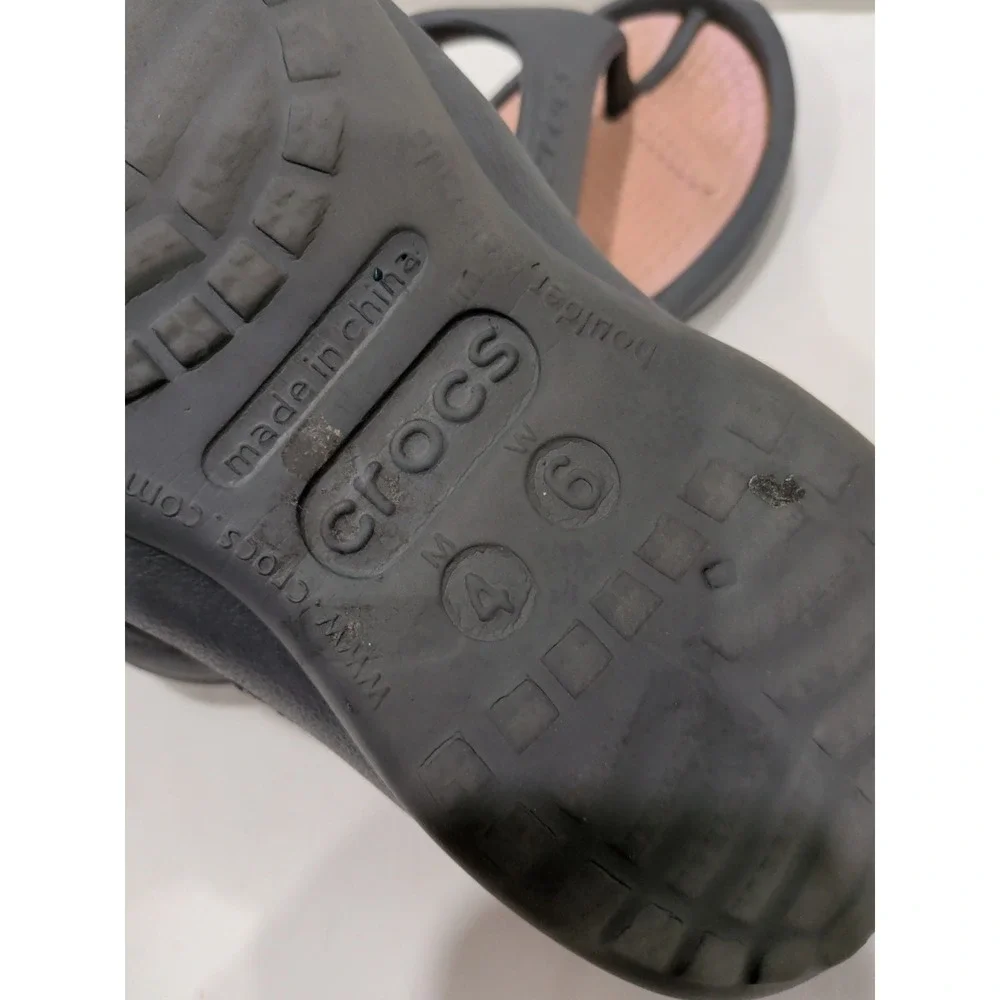 Crocs Athens Flip Flop W6/M4 Unisex Thong Sandals Gray & Pink Beach Pool Water